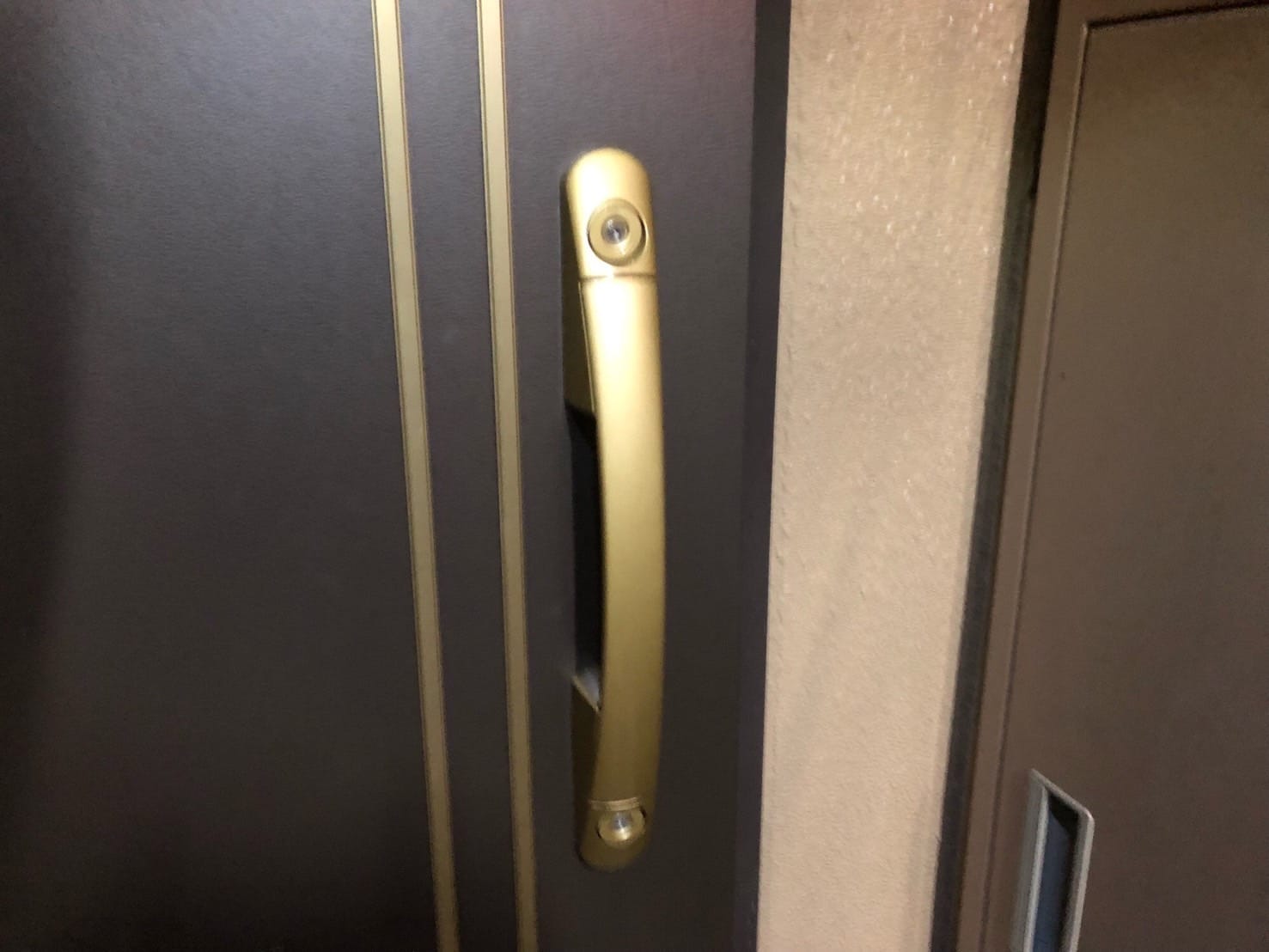 個人玄関ドアについているのはMIWAの2ロックプッシュプル錠