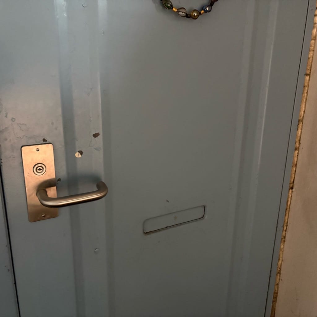 ご相談いただいたMIWAの鍵がついた玄関ドア。こちらを解錠します